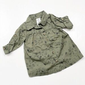 Carter's baby girls olive green floral dress with bloomers